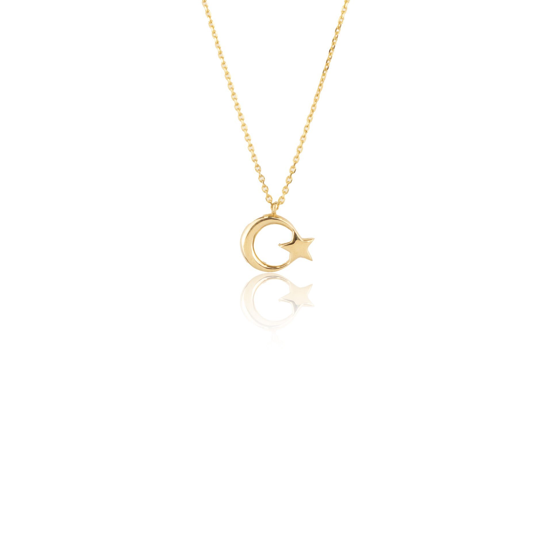 Minimal Taşsız Ay Yıldız Kolye