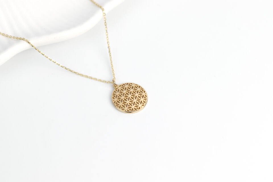 Minimal Yaşam Çiçeği Kolye