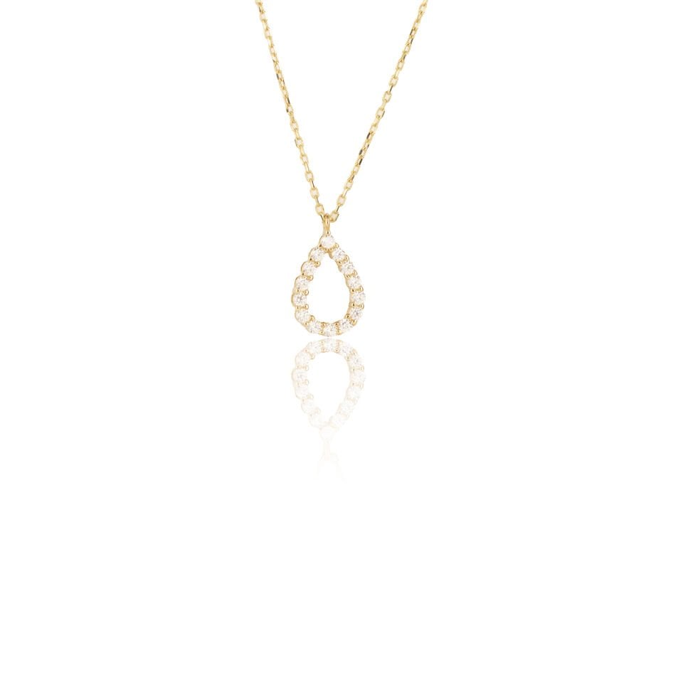 Minimal Taşlı Damla Kolye