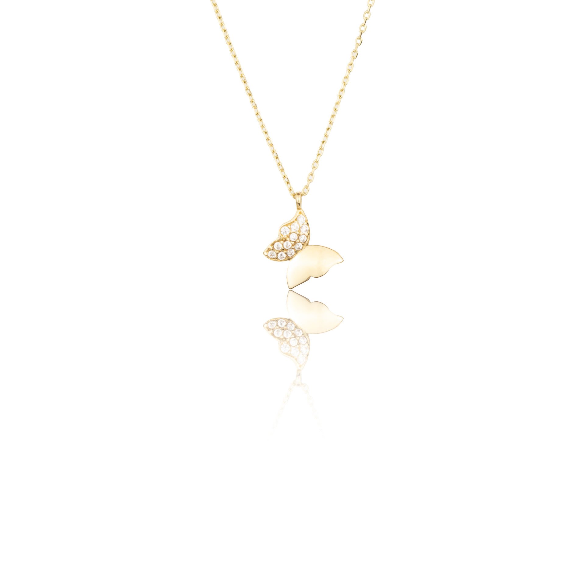 Minimal Taşlı Kelebek Kolye