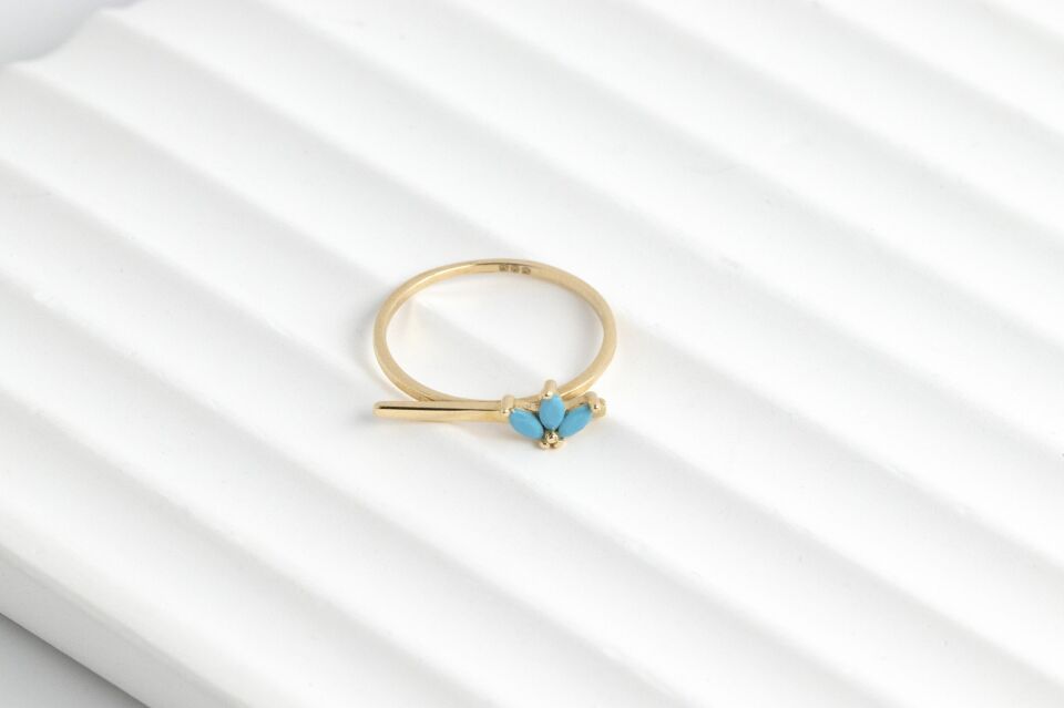 Mavi Taşlı Minimal Yüzük