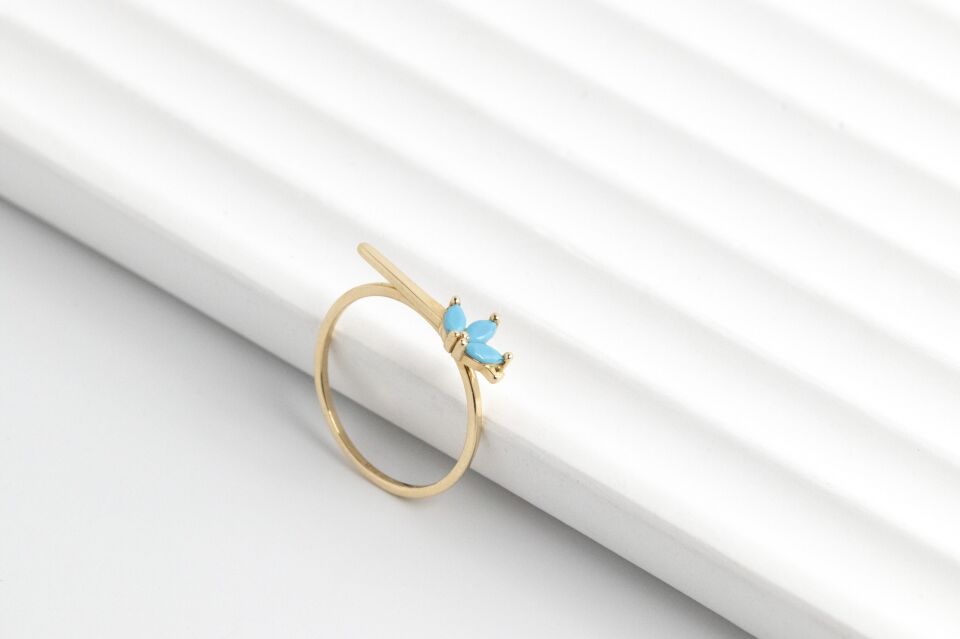 Mavi Taşlı Minimal Yüzük